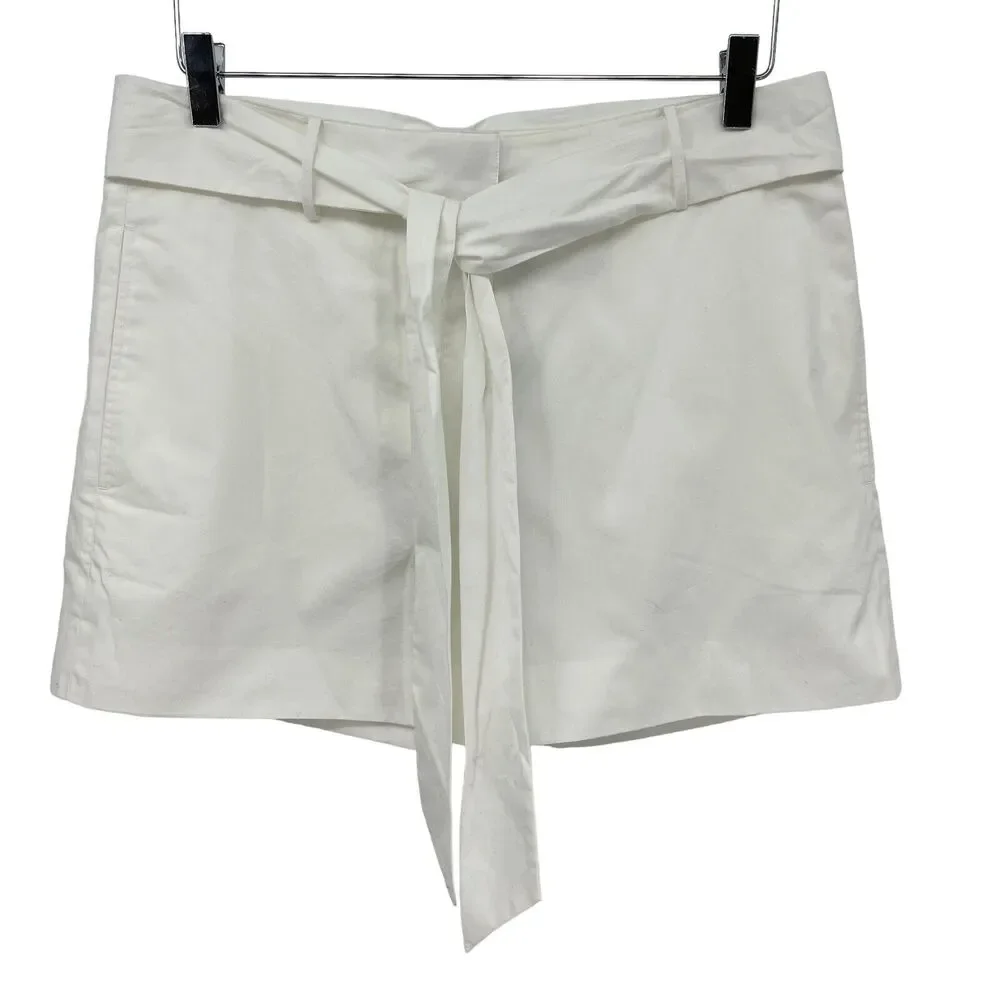 Draper James Women's Size 10 Sadie Shorts in Willow White Cotton Belted Bow NWT